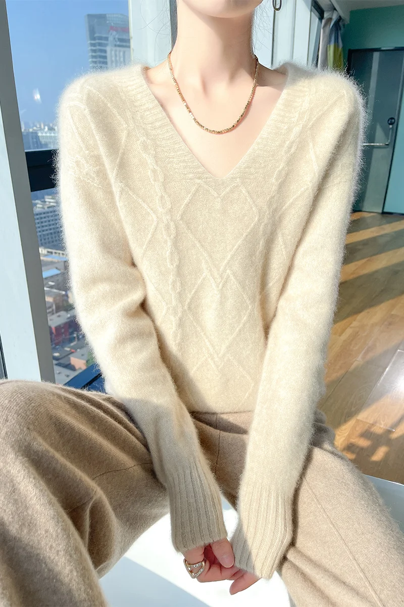 

Женская осенне-зимняя базовая рубашка из 100% шерсти с v-образным вырезом и длинными рукавами, утепленный свитер для похудения, универсальная внутренняя одежда
