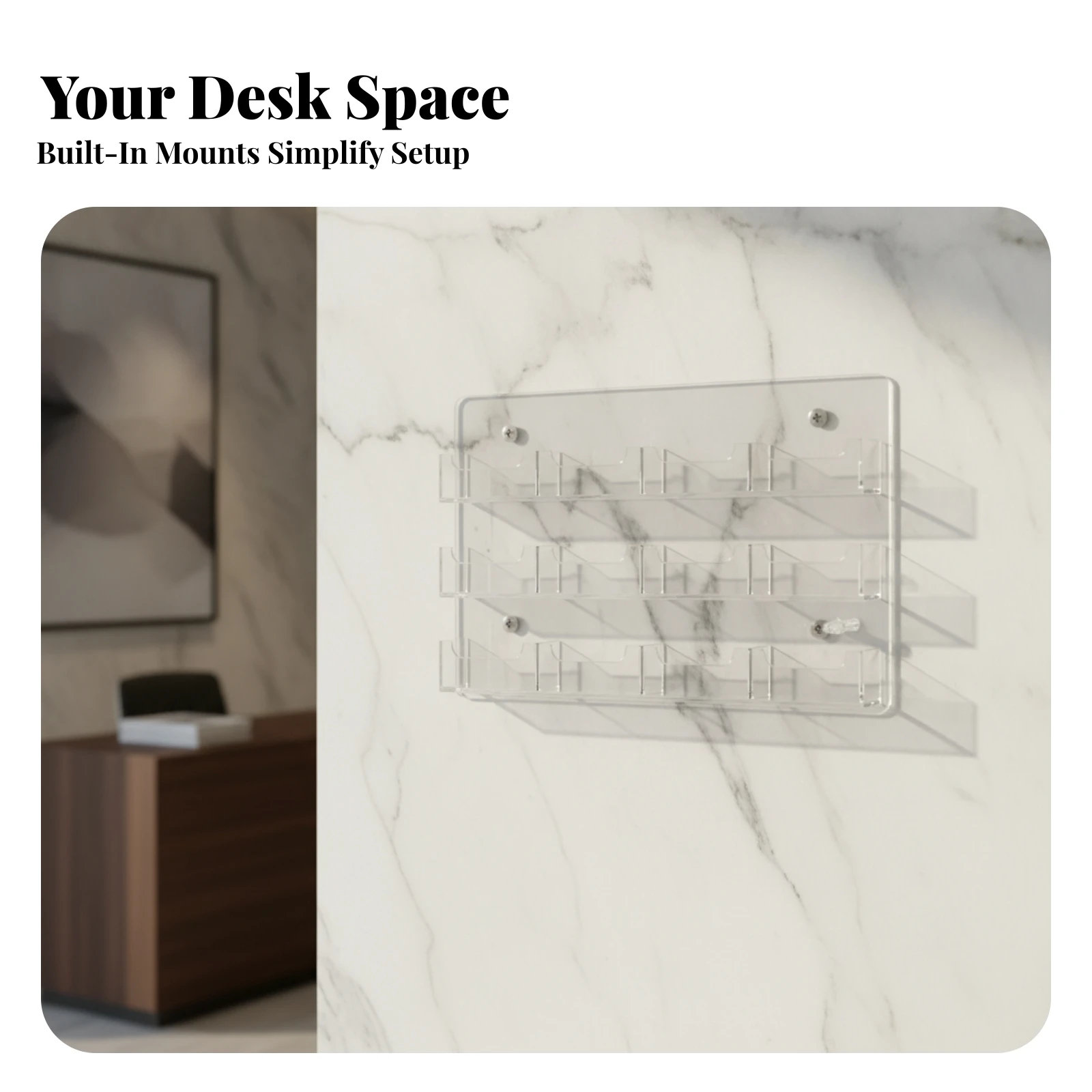 Wall-Mounted Business Card Holder Clear Acrylic Business Card Holder Office Supply Transparent Space-Saving for Professionals