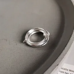 Korean Edition 925 Sterling Silver Ring Handmade Heavy Industry Multi-circle Line Rings Interlaced Minimalist Fashion Jewelry