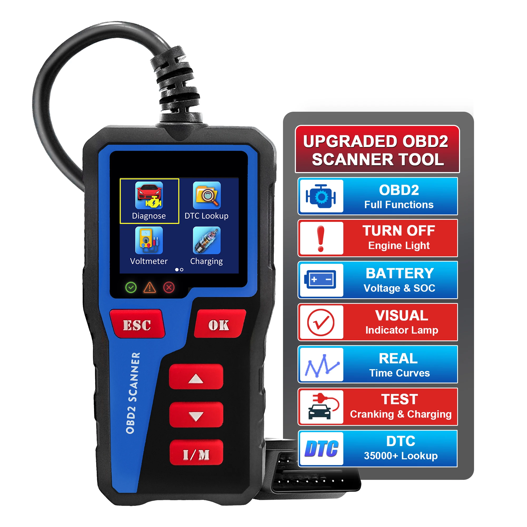 New OBDII & EOBD Code Scanner Diagnostic Tool AT300 Full OBD2 Function Code Reader  For Checking Engine Plug And Play Car Tools