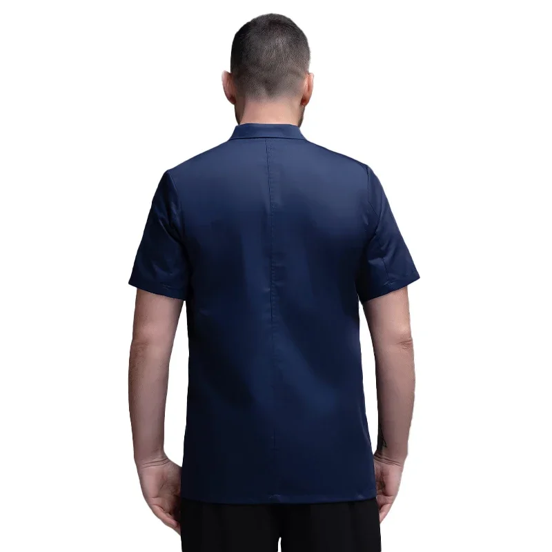 ユニセックスシェフシャツベーカリーオーバーオールコックオーバーオールレストラン作業服シェフ制服男調理服トップスシェフ衣装