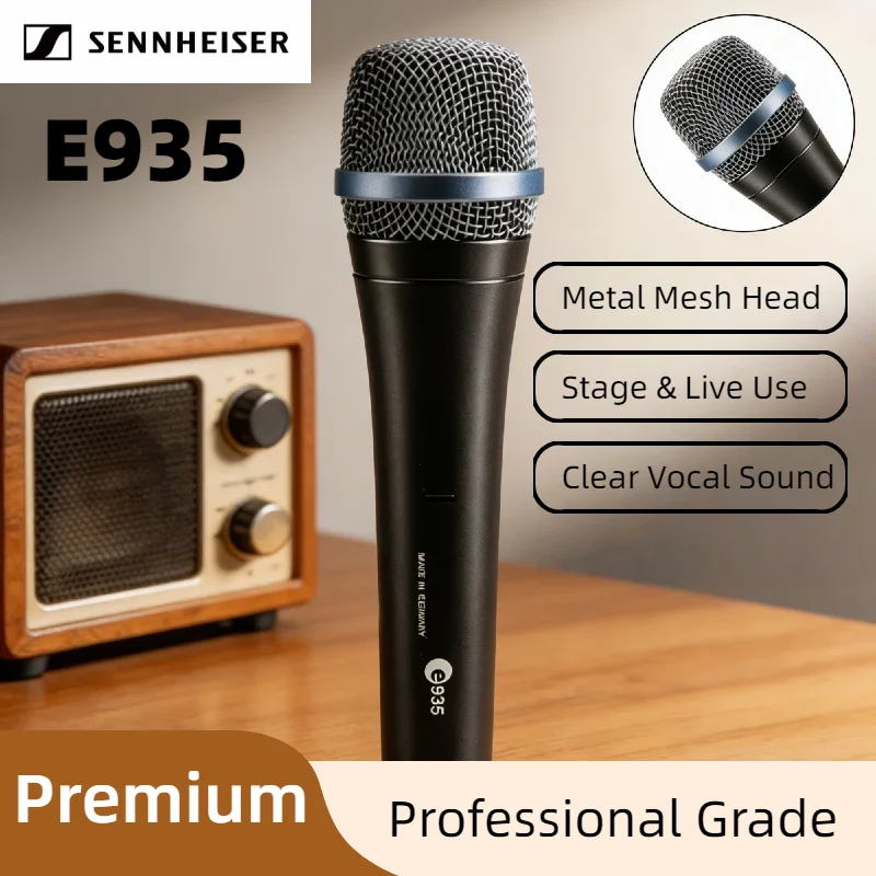 

Оригинальный динамический вокальный микрофон Sennheiser E935 с кардиоидной диаграммой направленности, ручной, для живого звука, сцены, караоке, студии, трансляций и аудиозаписи.