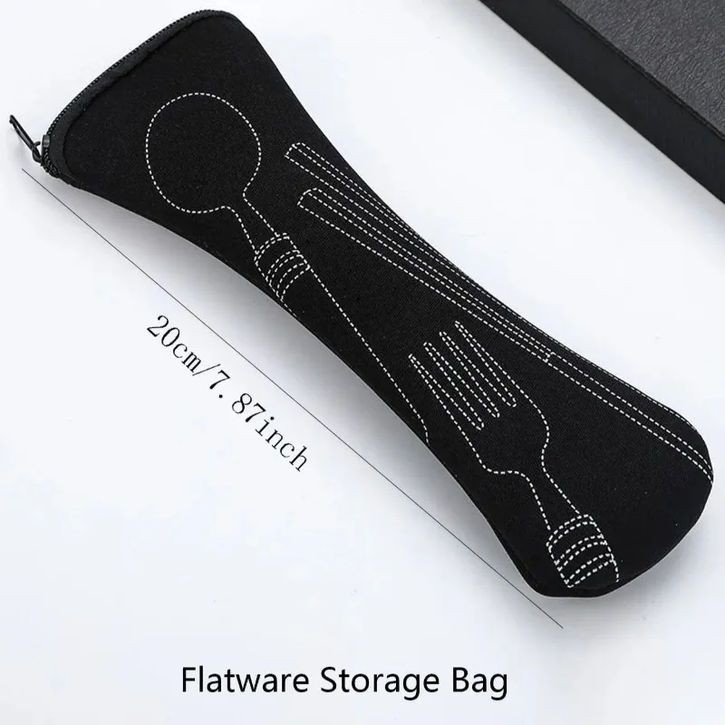 1PC Tableware Bag Fabic Portable Dinner Set Travel Picnic Fork Packaging Outdoor Camping Kitchen Home Storage Bags(only Bag)