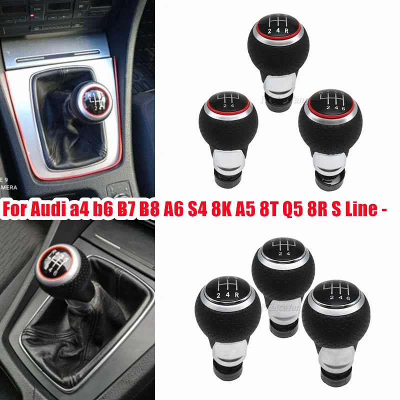 12mm Gear Shift Knob Lever Stick For Audi A3 A4 B6 B7 B8 A6 S4 8K A5 8T Q5 8R S Line / Ibiza 6J / Seat Leon / Golf MK4 / Passat