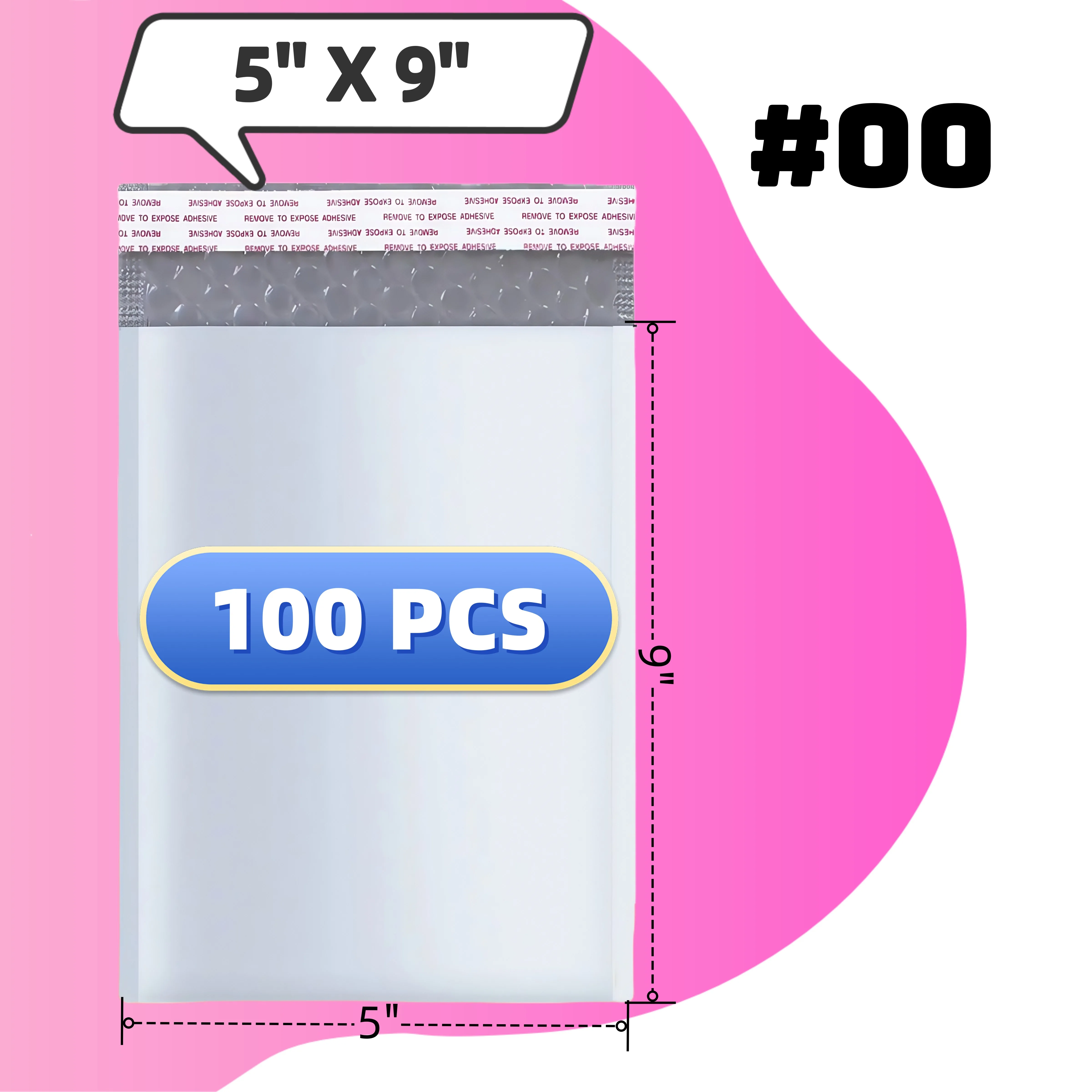 

100 PCS #00 5X9 POLY BUBBLE MAILERS SHIPPING MAILING PADDED BAGS ENVELOPES SELF SEAL