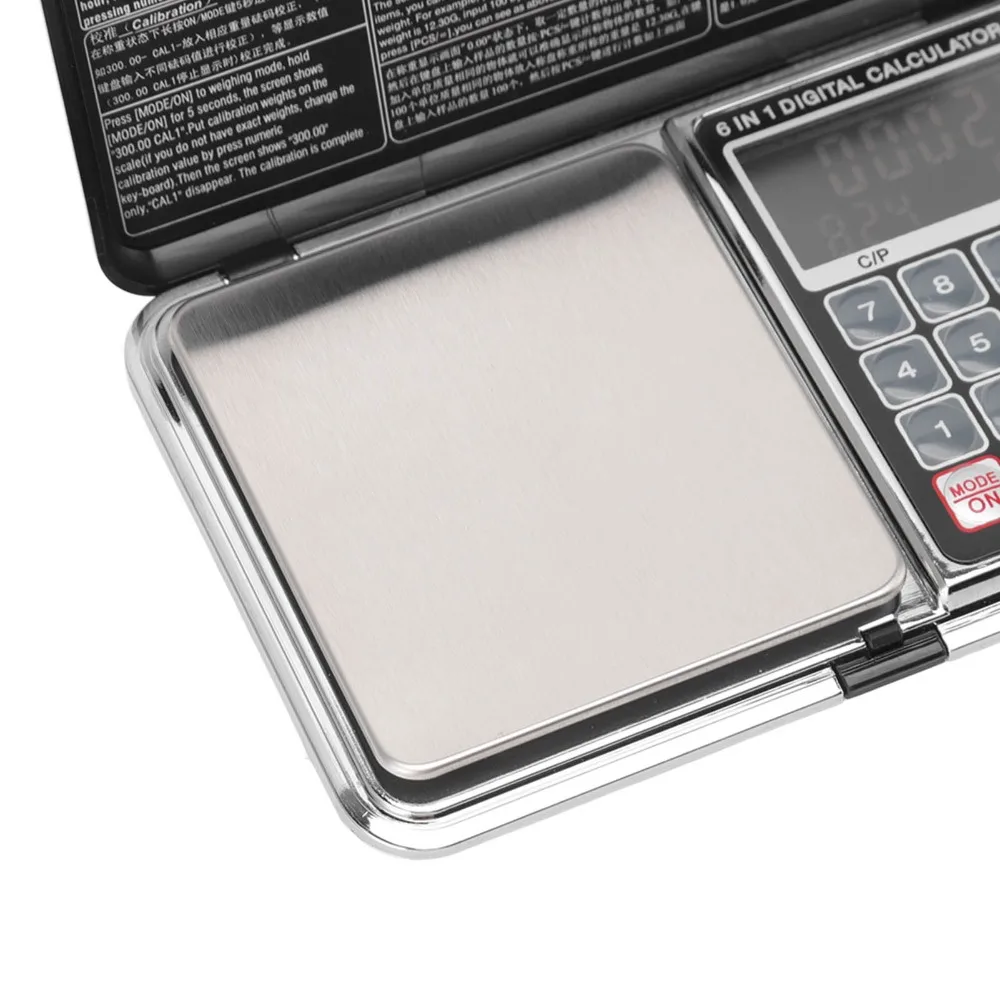 Stainless steel, ABS Digital Kitchen Scale Clear LCD Display Battery Powered Food Precise Scale Multifunction Black