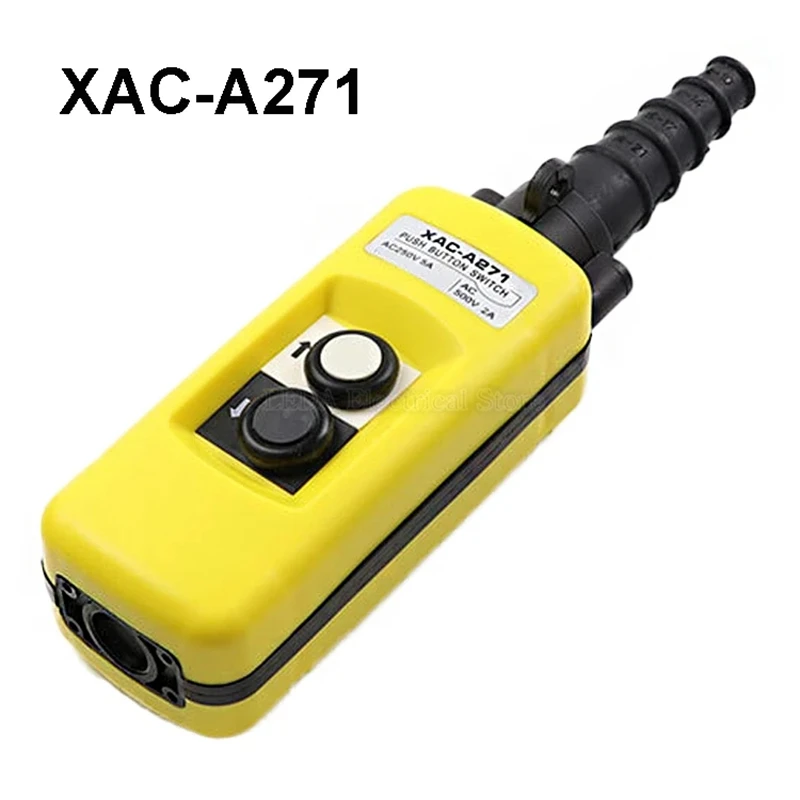 

1Pcs XAC-A271 Waterproof Travel Push Button Switch Crane Switch Up and Down the Lifting Up and Down the Button Switch Yellow