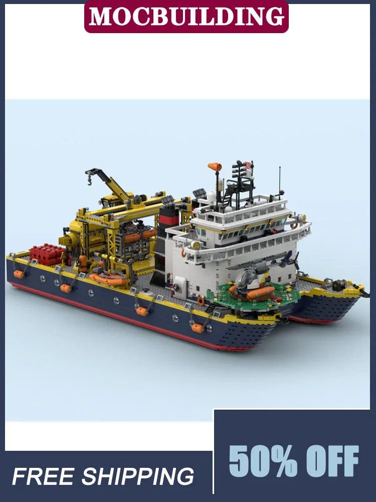 MOC City Catamaran Research Vessel Set Bouwstenen Verkenning Schepen Transportvoertuigen Collectie Speelgoed Geschenken - afbeelding 2