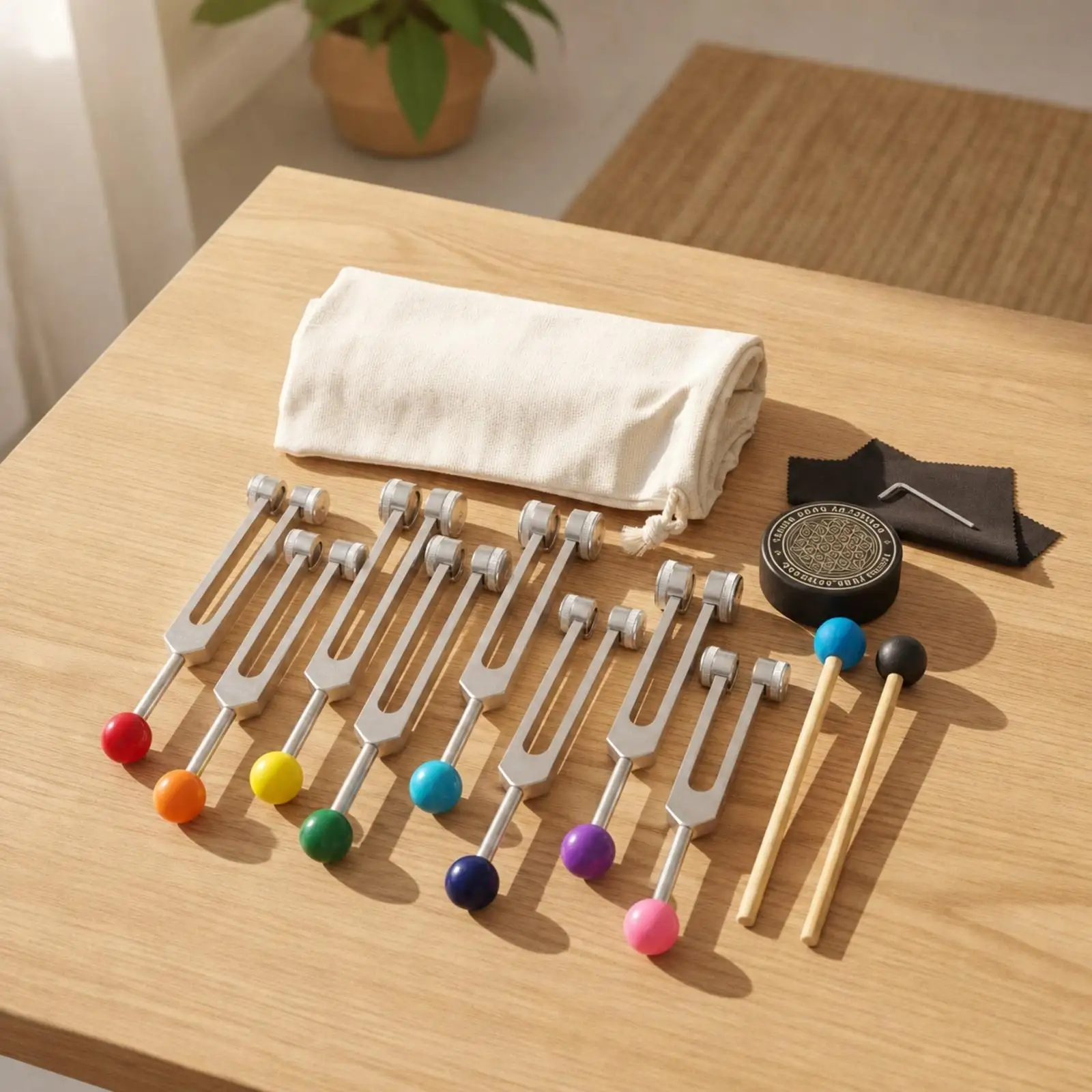 Sound Therapy Tuning Fork Kit for Mindfulness Practice Hard Aluminum Alloy with 8 Frequencies for Relaxation - view 4