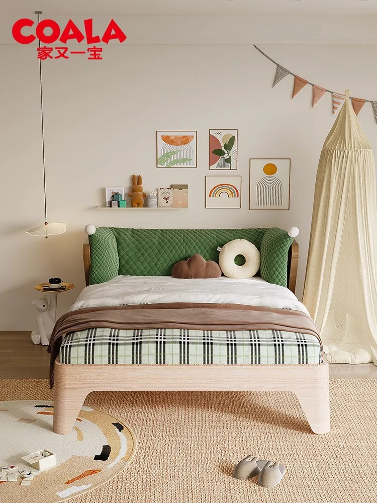 Cama de madera maciza para niños, 1-5 metros, cama para niños, cama de princesa para niñas, cama individual, 1-2 metros, cama para niños, todo sólido