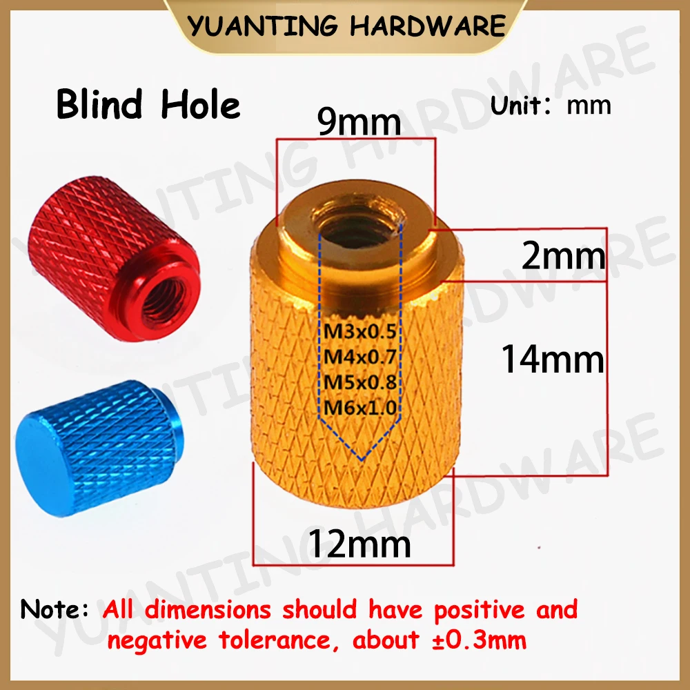 5Pcs M3 M4 M5 M6 Aluminum Hatching Knurled Thumb Nut Blind Hole Extended and Heighten Hand Tighten 3D Printer Curtain Wall Nuts