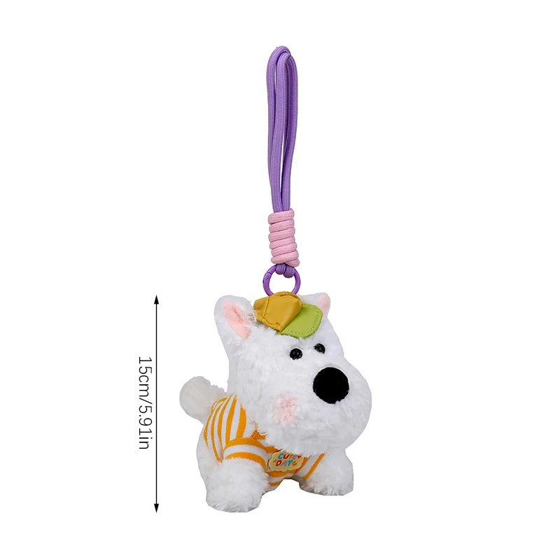 Porte-clés en peluche West Highland Terrier pour enfants, chiot Kawali, sac à beurre, pendentif, décoration de voiture, créatif, mignon, cadeau d'anniversaire pour les filles