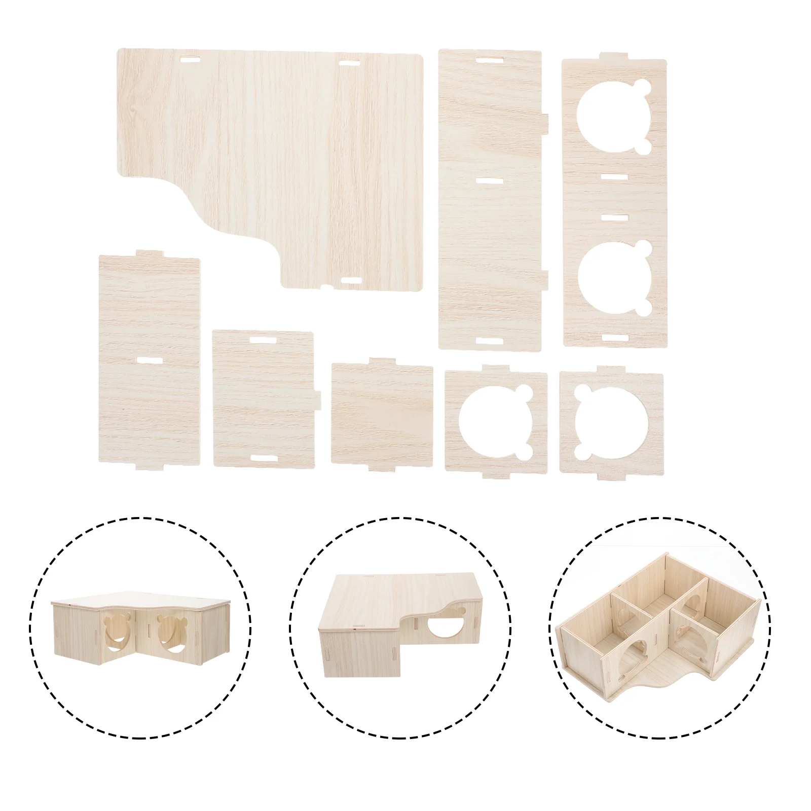 Hamster Puzzle Toys Exercising House Hiding Place Guinea Pig Habitat Wood for Small Pet