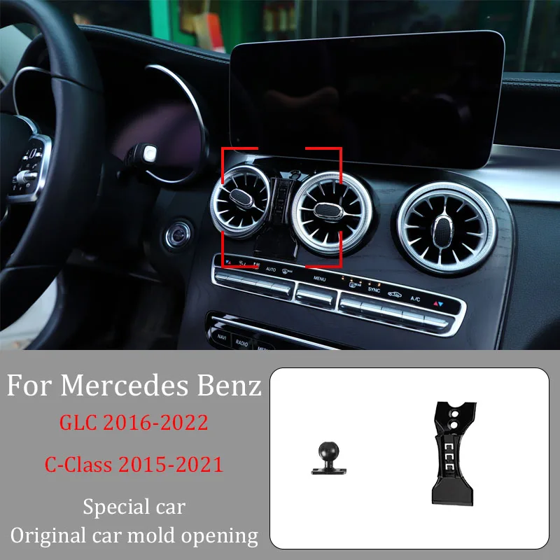 

Car Phone Holder For Benz GLC 2016-2022 C-Class 15-21 DIY Screen Projection Wireless Charger Infrared Induction Fixed Bracket