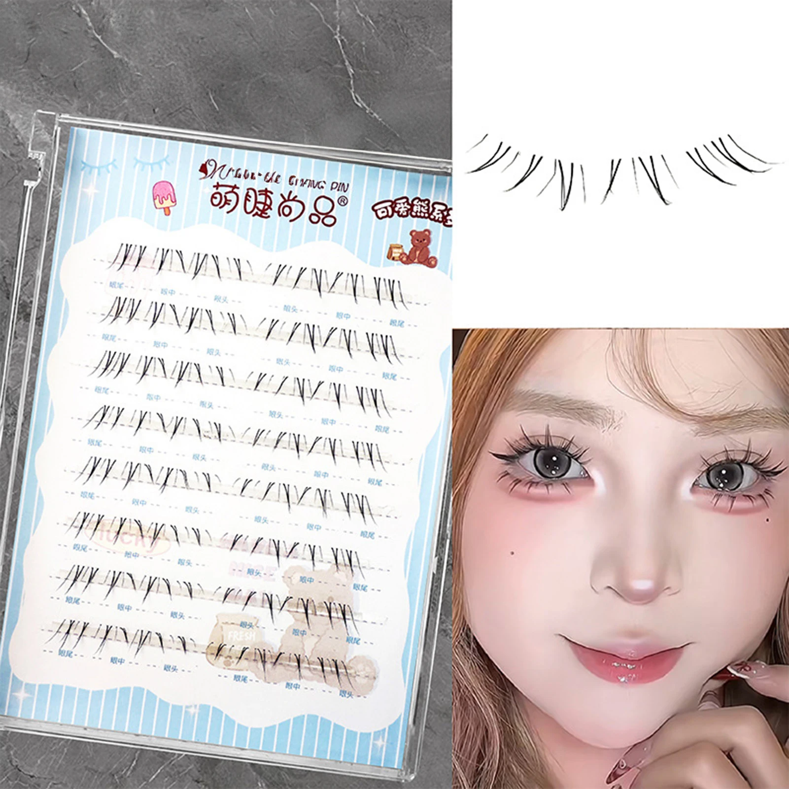 12-13mm Ciglia Finte Individuali Cluster di Ciglia Manga Soffici Morbide Naturali Anime Ciglia Estensione Forniture Strumento di Trucco di Bellezza