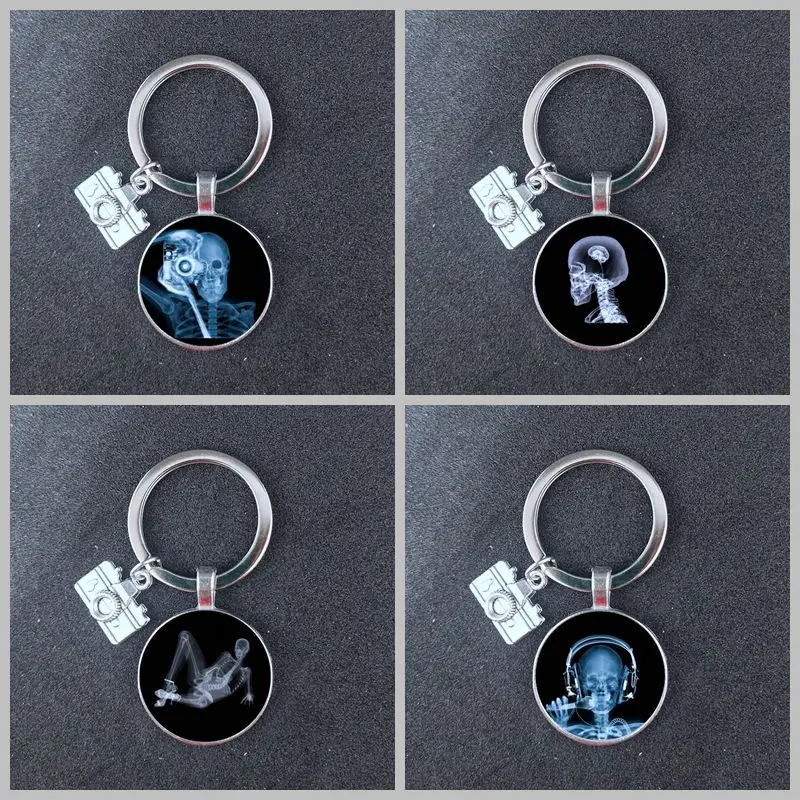 Nurse Keychain Alloy Camera Key Chain Jewelry Dome Glass Keychain Medicine Lovers Gift X-Ray Film Keychain Nurse Doctor Gift