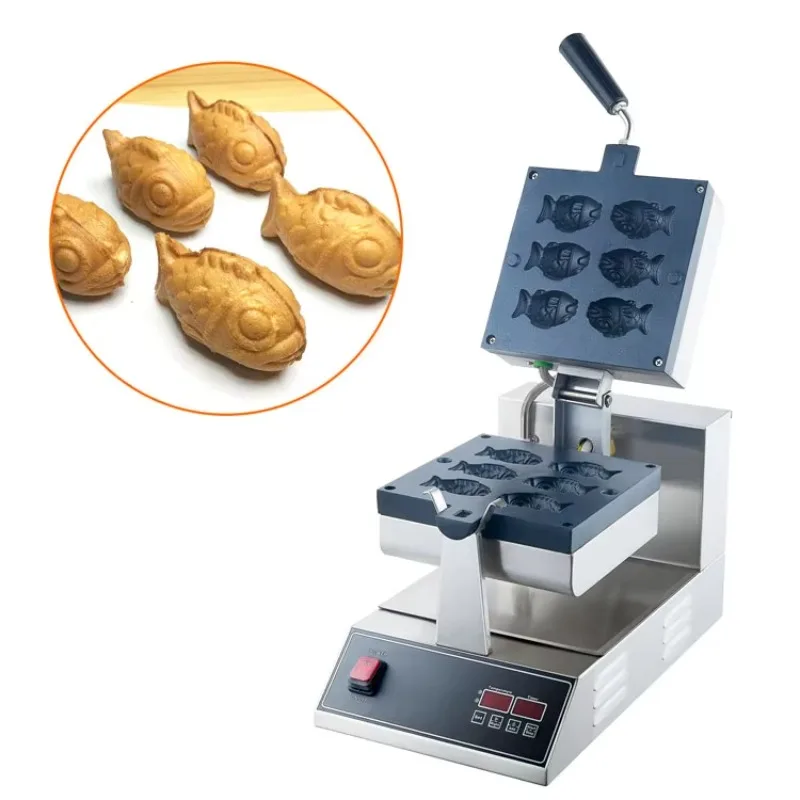 

Commercial Electric Stainless Steel Bubble Waffle Irons Street Food Non-stick Rotating Making Taiyaki Machine Waffle Maker