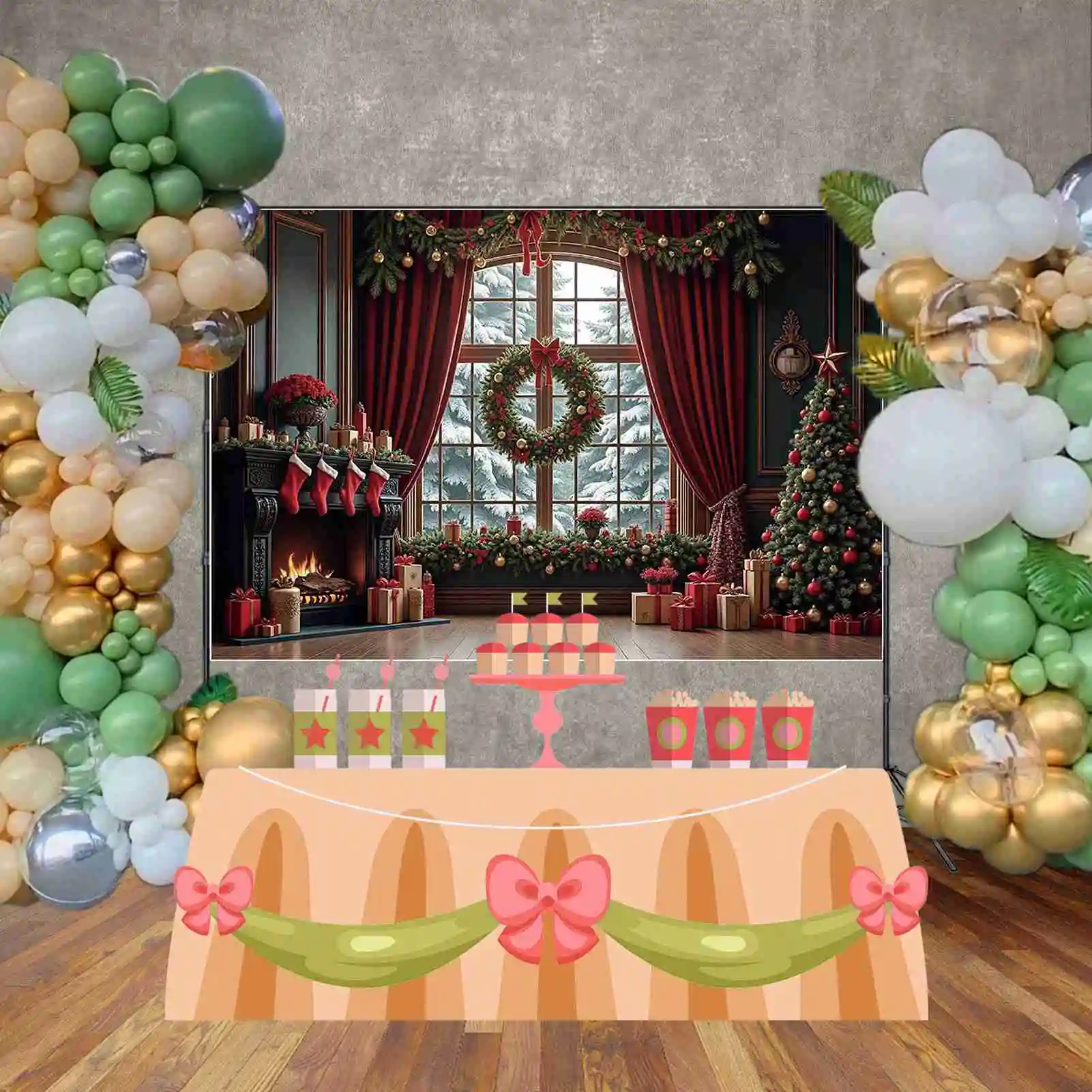 MOON.QG 크리스마스 장식 배경 사진 카펫 조명, 크리스마스 트리 포토콜 배경, 어린이 스튜디오 포토부스 소품