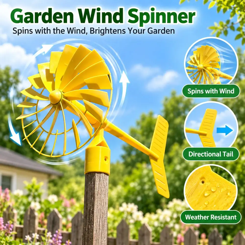 3D Printed Wind Stable Spinner Weather Resistant with A Wind Vane Outdoor Wind Vane Decor Rotating Wind Wheel Weather Vane Decor