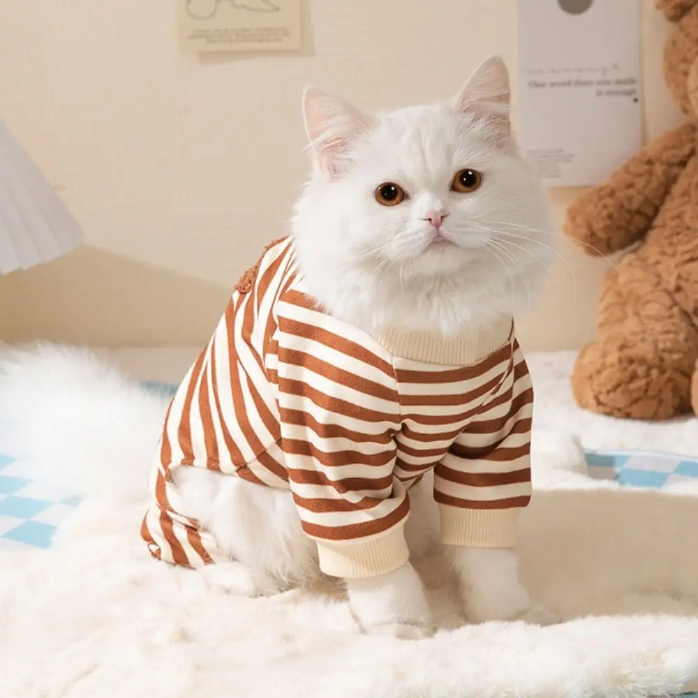 

Cartoon Pattern Kawaii Pet Clothes Striped Pajamas Cotton Winter Puppy Clothes Animal Clothing Keep Warm Dog Jumpsuits Chihuahua