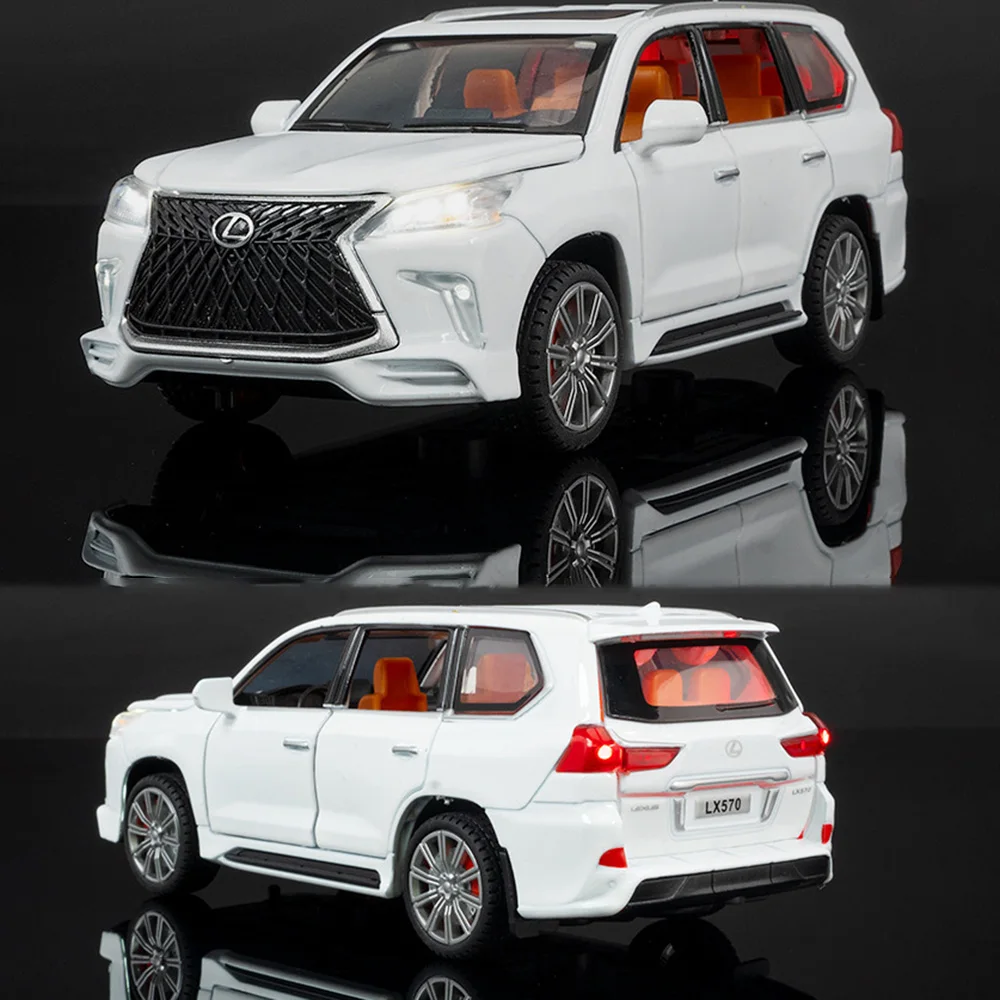 1:32 LX570 GLS580 SUV Model samochodu Zabawka Odlewane metalowe drzwi Otwarte Dźwięk Światło Wycofaj Modele pojazdów terenowych Dekoracyjne prezenty