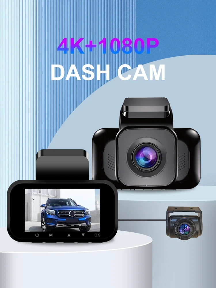 dash camera 4k car dvr with  dashcam 2 channel dual lents dash cam front and rear 4k+1080P 2K+2K car camera dash cam