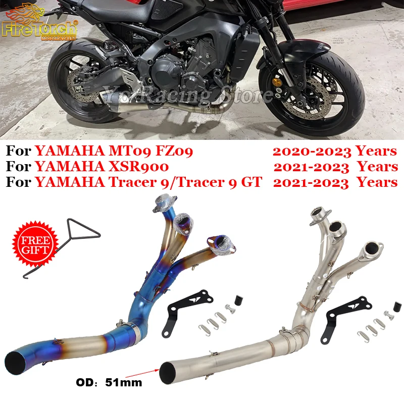 

For YAMAHA MT09 FZ09 XSR900 Tracer 9 GT MT FZ 09 2020 - 2023 Years Motorcycle Exhaust Escape Muffler Modifide Front Link Pipe