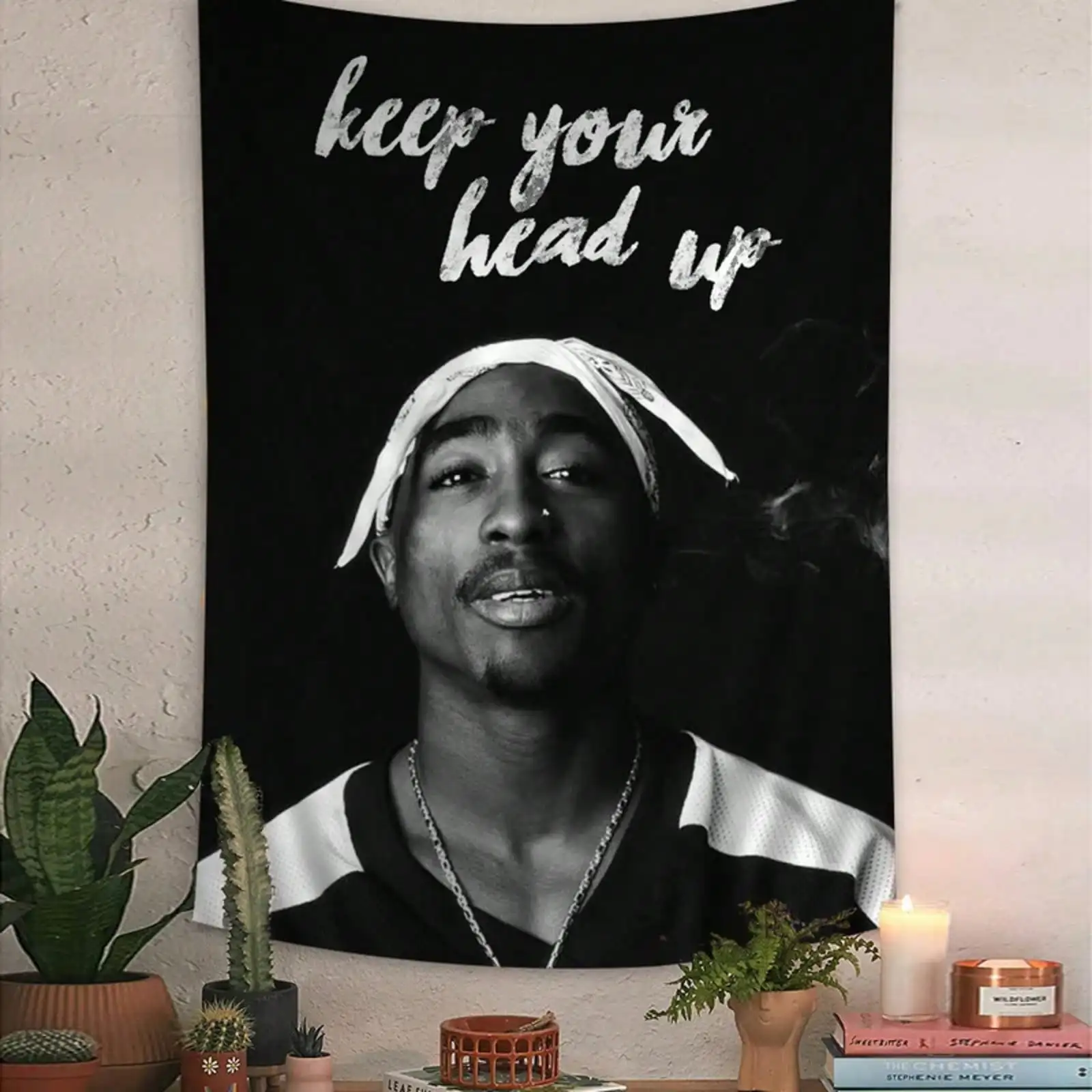 Hip Hop Legend Tapestry, Black White Rapper Wall Hanging, Motivational Quote Decor, Urban Music Background Cloth