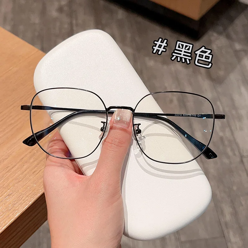 نظارات طبية 2025 إطار نظارة معدني جديد متعدد الأضلاع بإطار كبير، مناسب لكل من الرجال والنساء على الطراز الكوري