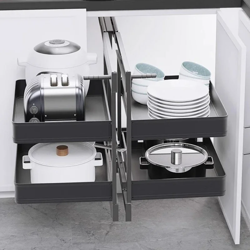 Corner Pull Basket Adjustment Storage Holders Organization Kitchen Tableware Racks Modern Storage Pull Baskets Home Accessories