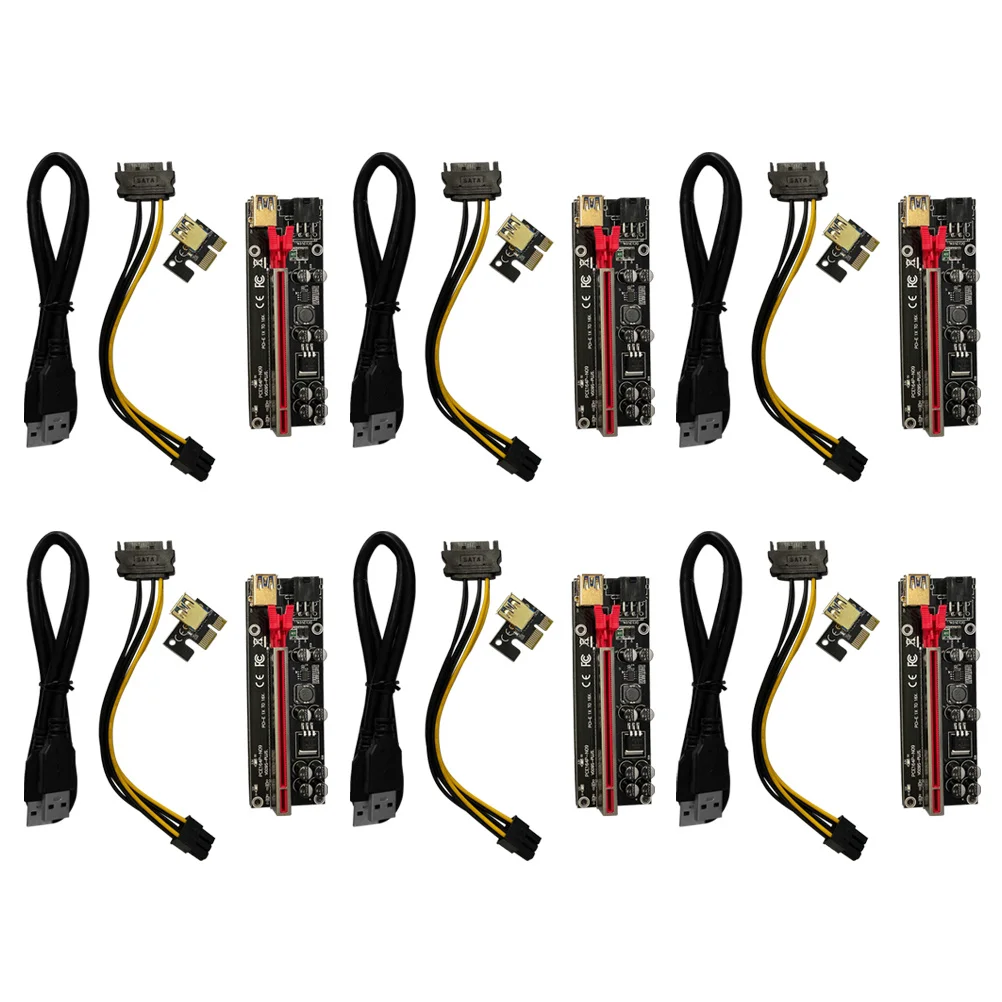 6 ensembles Pci-Riser 1x à 16x adaptateur Riser GPU Contacts plaqués or carte d'extension Stable accessoires informatiques