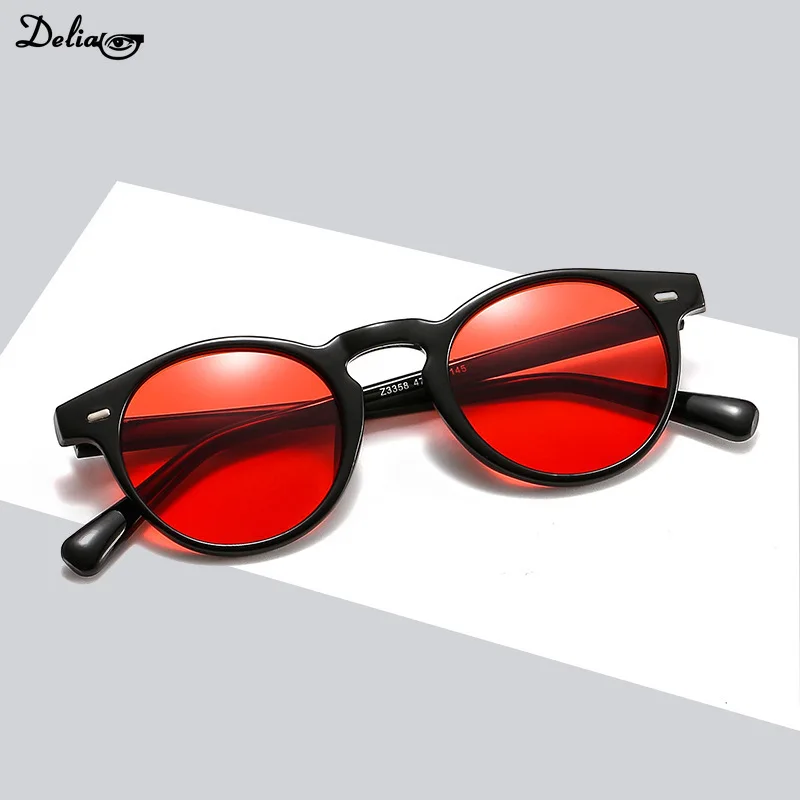 Robert Downey Sunglasses Acetate Retro classic round Sun Glasses unisex Summer Fashion Vintage Glasses Red yellow blue purple