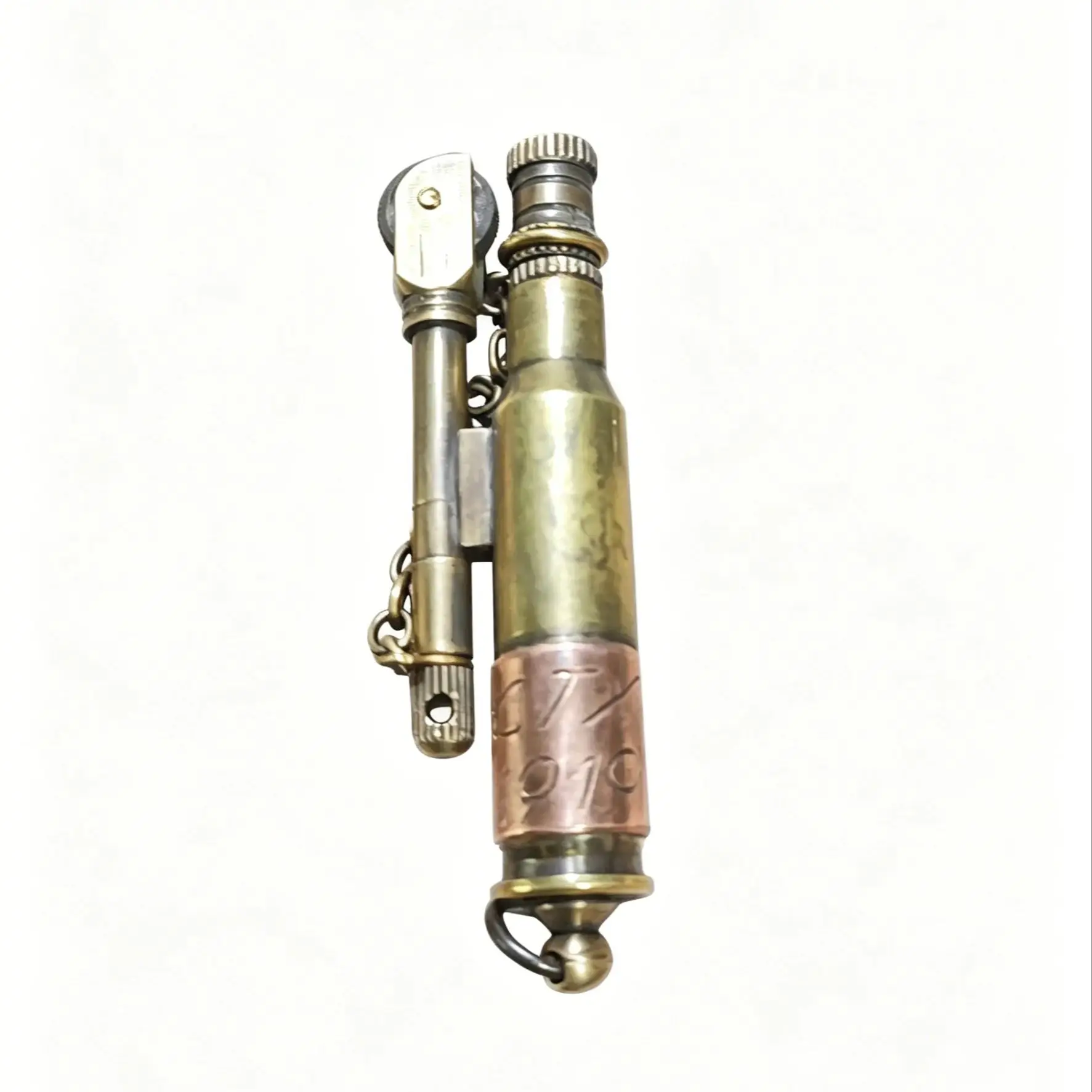 

Classic Trench Bullet Shell Oil Lighter Brass Vintage Kerosenes Lighter Flint Wheel & Wick Antique Lighter