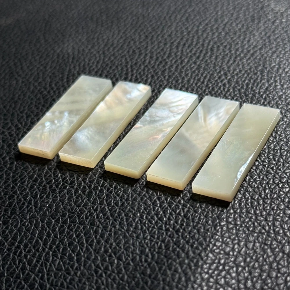 Customized 10x34x3mm Rectangle Double Flat Natural White Mother of Pearl Shell Sheet