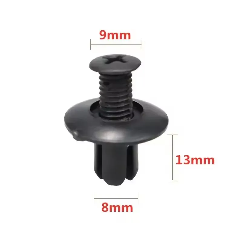 100/50pcs 8mm Plastic Fasteners Screws Universal Car Bumper Fender Black Rivets Car Fastener Push Pin Clips Auto Accessories view 3