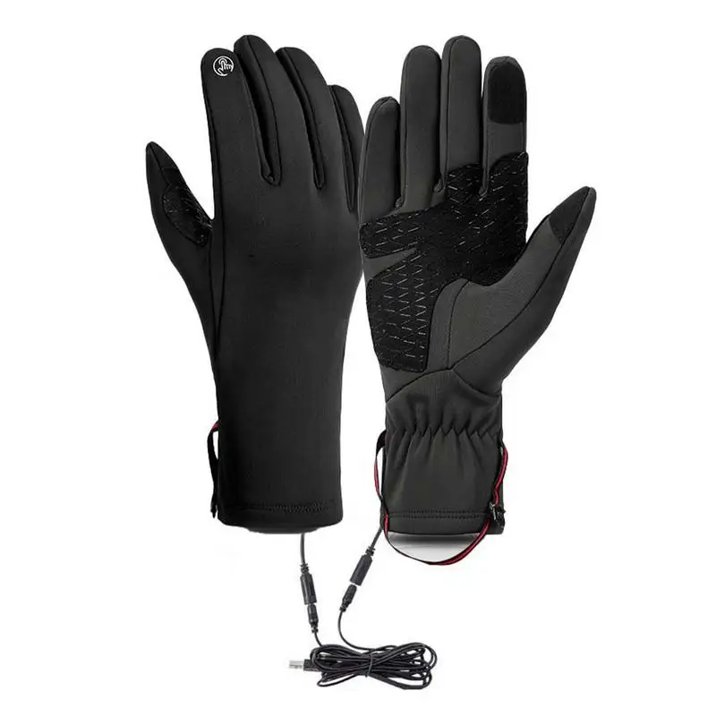 USB Heated Gloves Anti Slip Electric USB Heating Gloves Waterproof Screen Touchable Winter Supplies Multifunctional Windproof