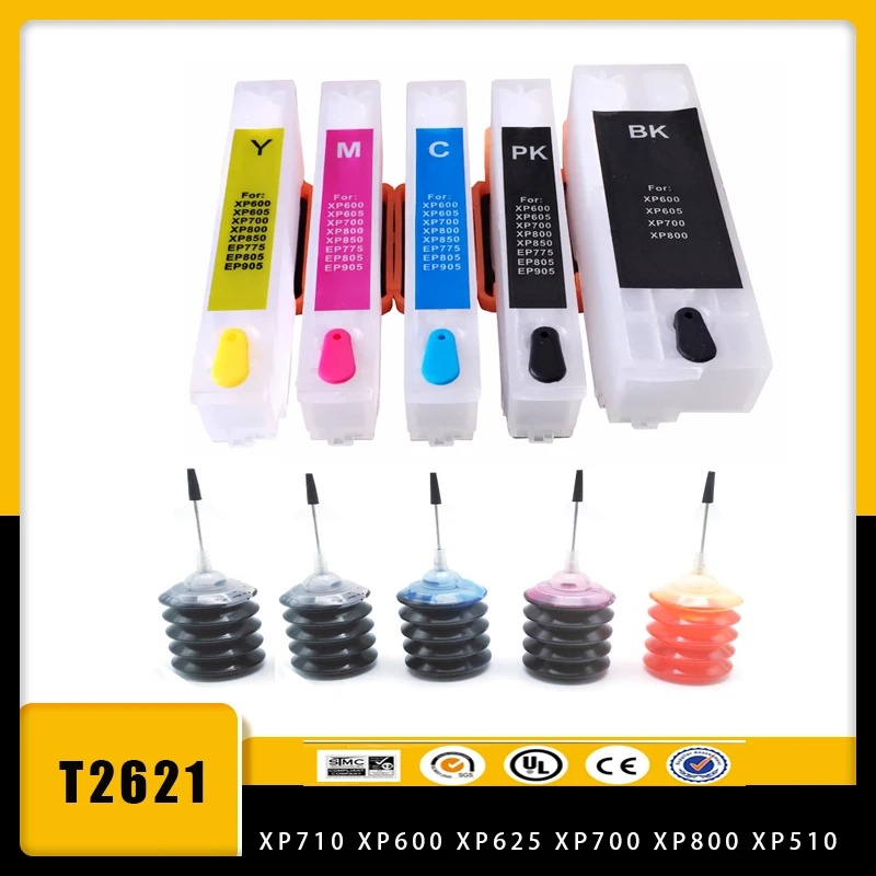 vilaxh T2621 T2631 T26 Refillable Ink Cartridge for epson xp-820 XP-600 XP-605 XP-700 XP-800 XP520 XP620 XP625 with arc chip