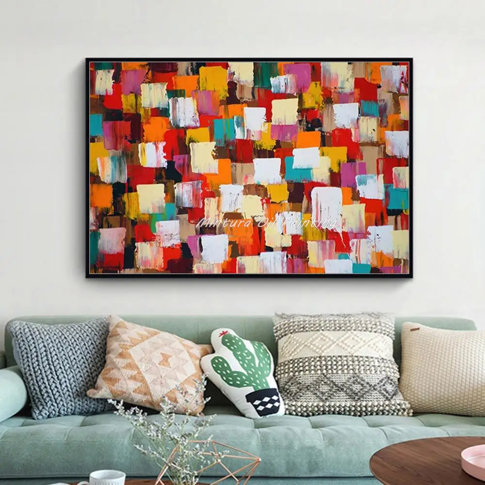 Mintura Handpainted Abstract Large Color Block Oil Painting on Canvas,Modern Wall Art,Picture for Living Room Offiece Home Decor