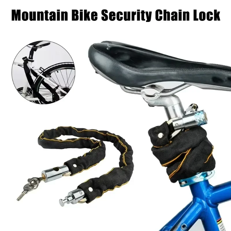 Bicycle Lock MTB Road Bike Safety Anti-Theft Outdoor Cycling Security Chain Lock with 2 Keys Motorbike Bicycle Accessories Lock