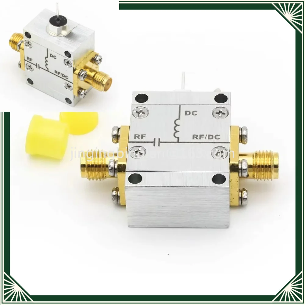 100kHz-1.0GHz 2A High Current Biased Tee 50 Ohm 50 Volt with Gold Plated RF-S mA Female Connector to RF/DC-S mA Female Connector