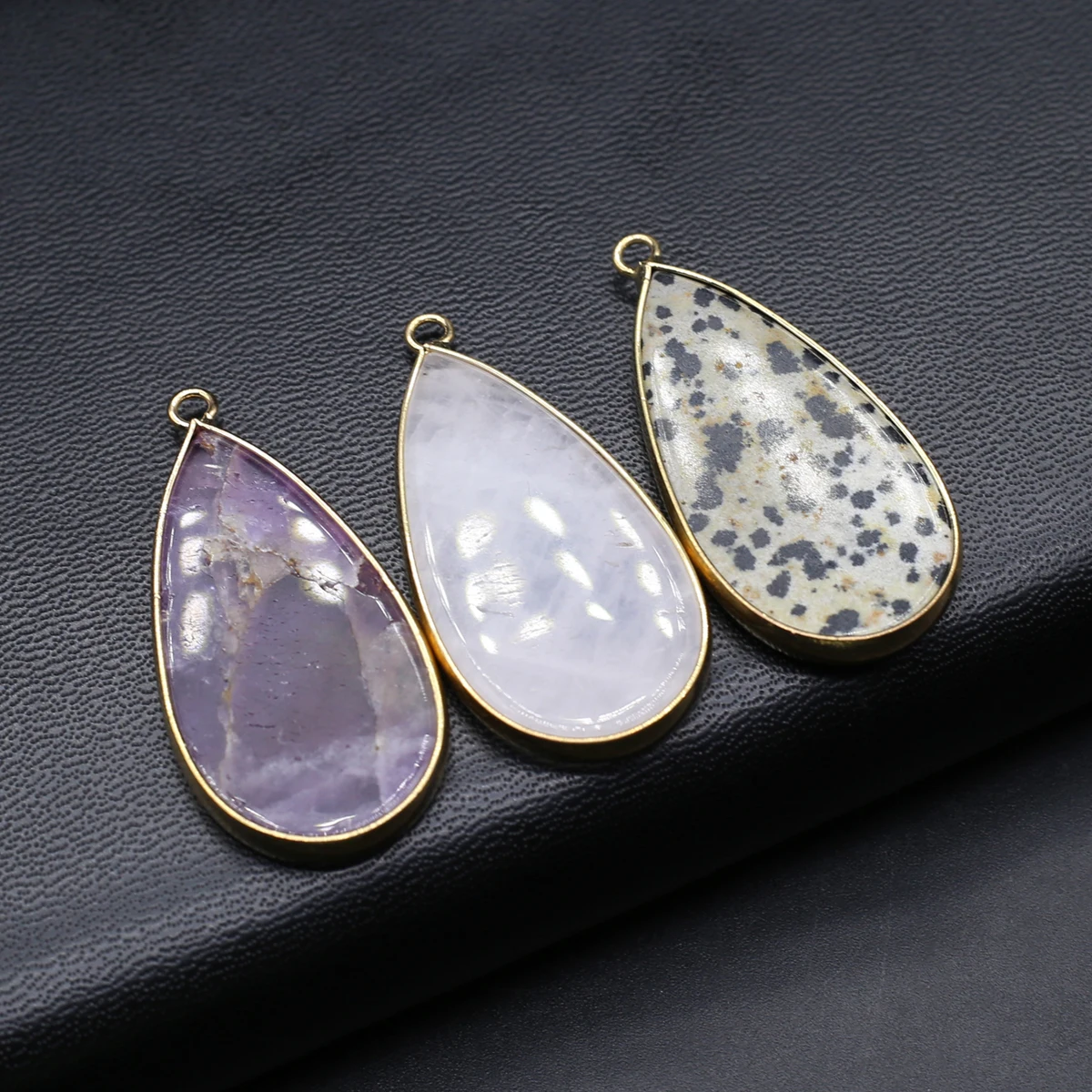 10PCS Wholesale Amethysts Natural Stone Long Water Drop Pendants DIY for Jewelry Making Necklaces Earrings Accessories Gifts