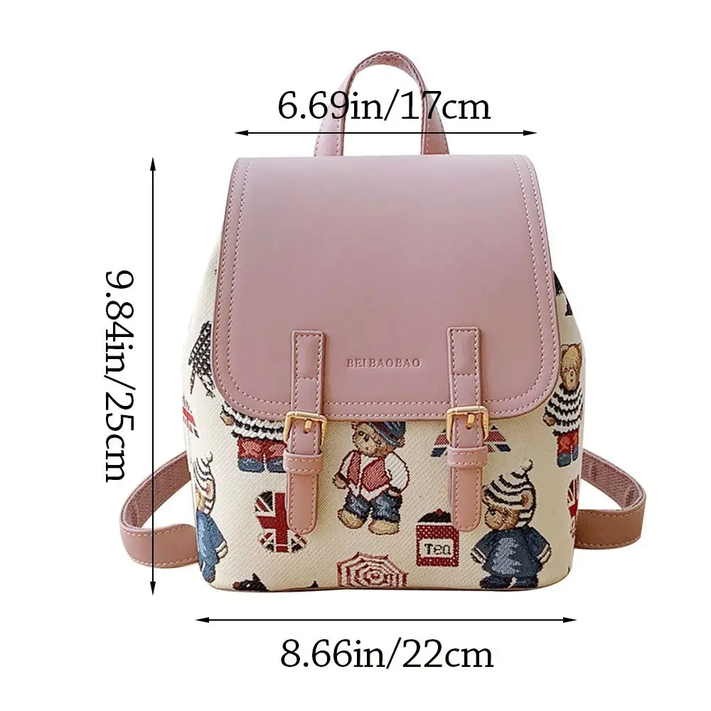 حقيبة ظهر نسائية من جلد البولي يوريثان ذات سعة كبيرة حقيبة كتف لطيفة بسحاب حقيبة ظهر للسفر على شكل الدب الصغير #6