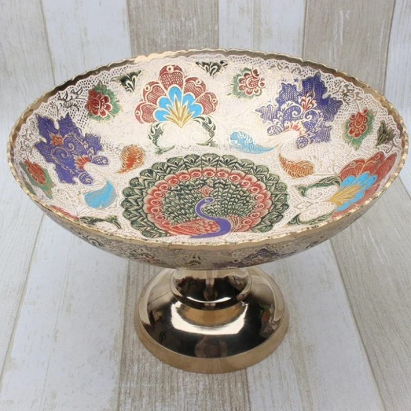Dried sugar fruit plate, hand-painted peacock plate, handicrafts, European home decoration