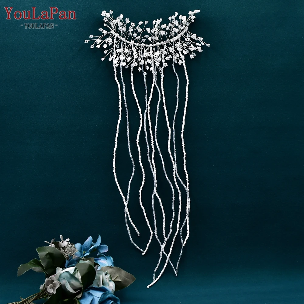 

YouLaPan Crystal Beads Hair Vine for Bridal Elegant Women Dress Tassel Hair Accessories Bohemian Style Girl Headwear Gift HP601