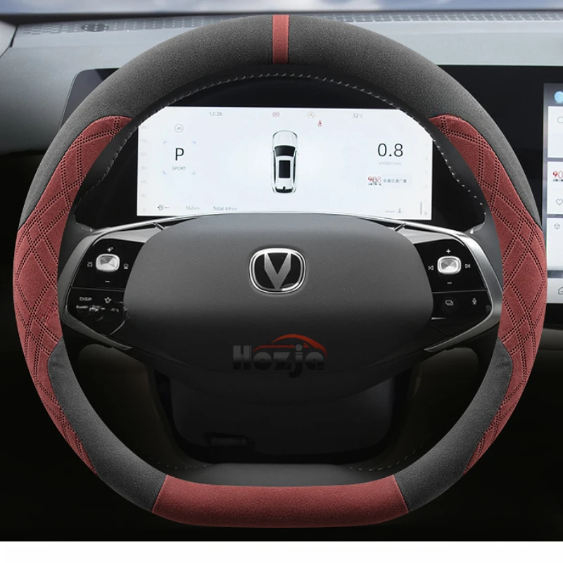 Capa de camurça para volante de carro, acessórios para changan cs35 plus cs15 cs95 cs85 corte uni t 2021 2022 2023 2024 2025 2026