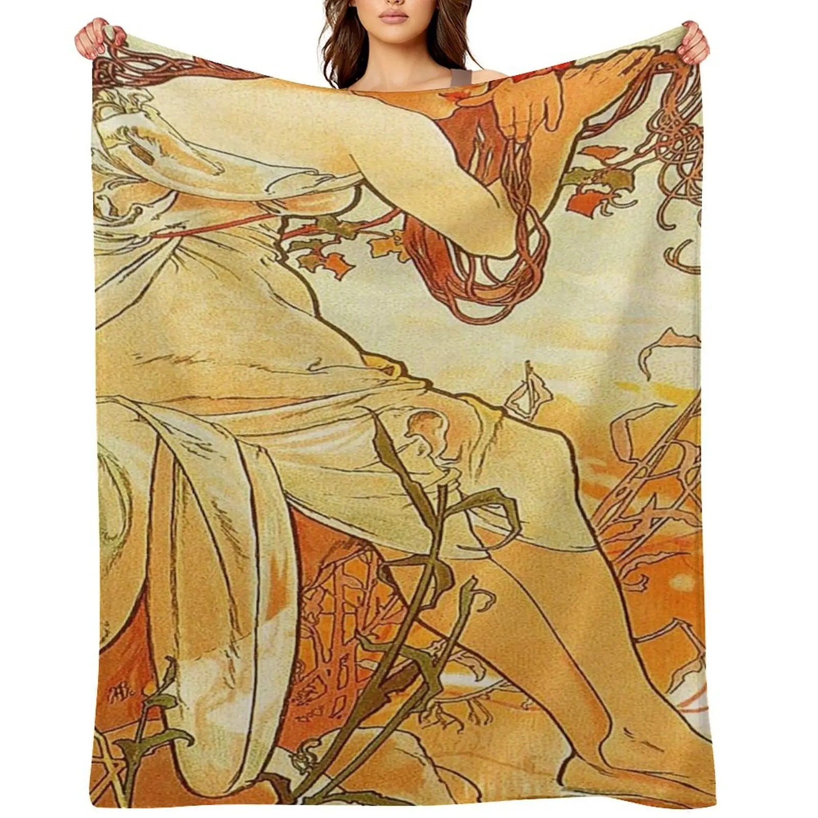 

alfons mucha - alphonse mucha Throw Blanket Large Sleeping Bag Vintage For Decorative Sofa Blankets