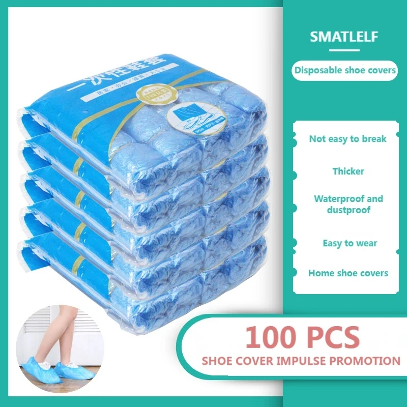 100pcs/sets Non-Slip Wear-Resistant Cleaning Overshoes Outdoor Rainy Day Carpet Clean Plastic Disposable Waterproof Shoe Covers