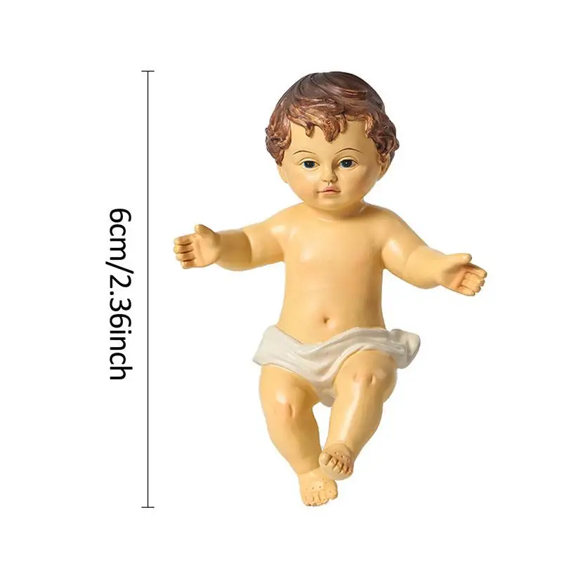 Children's Religious Nativity Resin Figure Small Baby Jesus Doll For Christmas Church Friendship Gift Figurine Manger Group 6CM