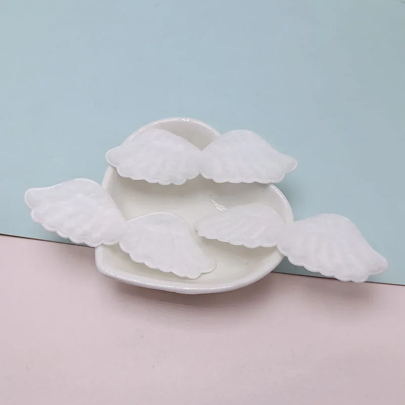 50Pcs 7.5x2.5CM White Angel Wing Padded Applique For Children\'s Headband Hair Clip Accessories Hats Decoration Patches