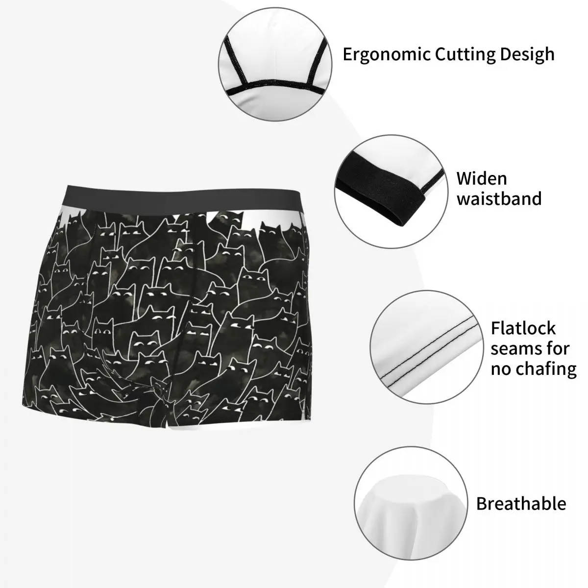 Calzoncillos Bóxer con estampado de gatos para hombre, ropa interior transpirable de alta calidad, ideal para regalo